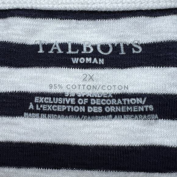 Talbots Nautical Striped Ruffle Hem Flounce T-shirt Size 2X Cotton 3/4 Sleeve - Picture 5 of 6